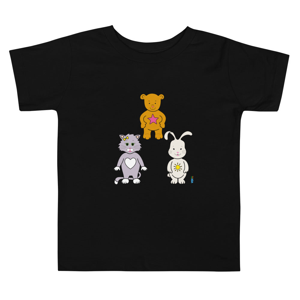 Cat Bear Bunny Toddler Short Sleeve T Shirt. From the the nursery rhyme Head Shoulders Knees & Toes by My Vox Songs.